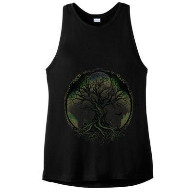 Tree Of Life Under The Moon Connection, Life, Magic, Mystery Ladies PosiCharge Tri-Blend Wicking Tank
