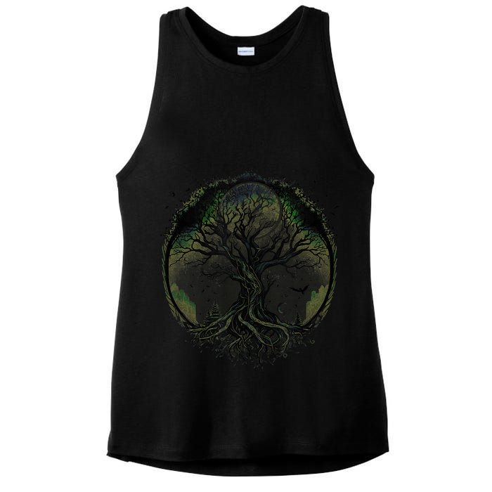 Tree Of Life Under The Moon Connection, Life, Magic, Mystery Ladies PosiCharge Tri-Blend Wicking Tank
