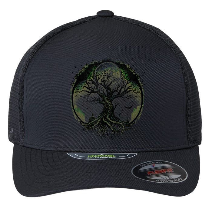 Tree Of Life Under The Moon Connection, Life, Magic, Mystery Flexfit Unipanel Trucker Cap