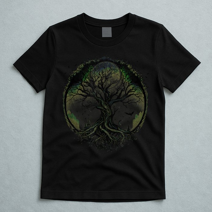 Tree Of Life Under The Moon Connection, Life, Magic, Mystery T-Shirt