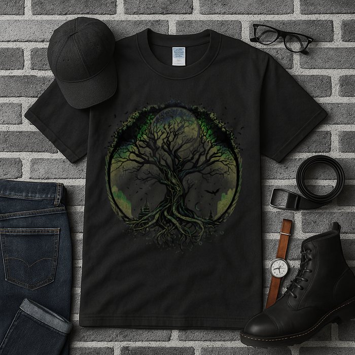 Tree Of Life Under The Moon Connection, Life, Magic, Mystery Tall T-Shirt