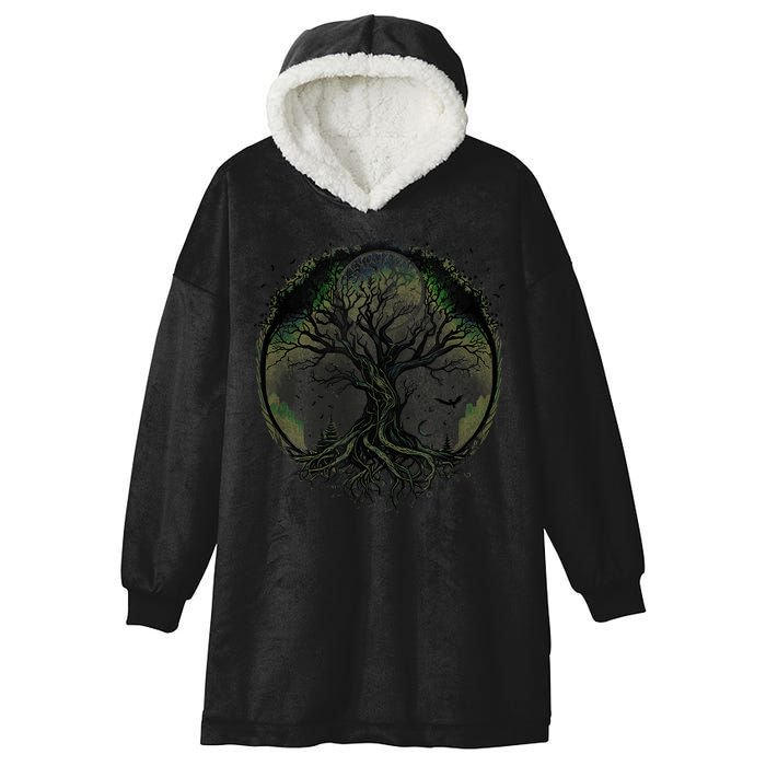 Tree Of Life Under The Moon Connection, Life, Magic, Mystery Hooded Wearable Blanket