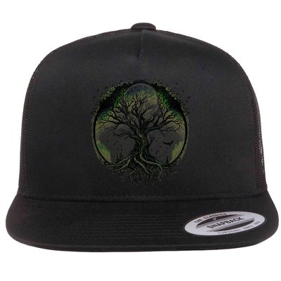 Tree Of Life Under The Moon Connection, Life, Magic, Mystery Flatbill Hat
