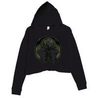 Tree Of Life Under The Moon Connection, Life, Magic, Mystery Crop Fleece Hoodie