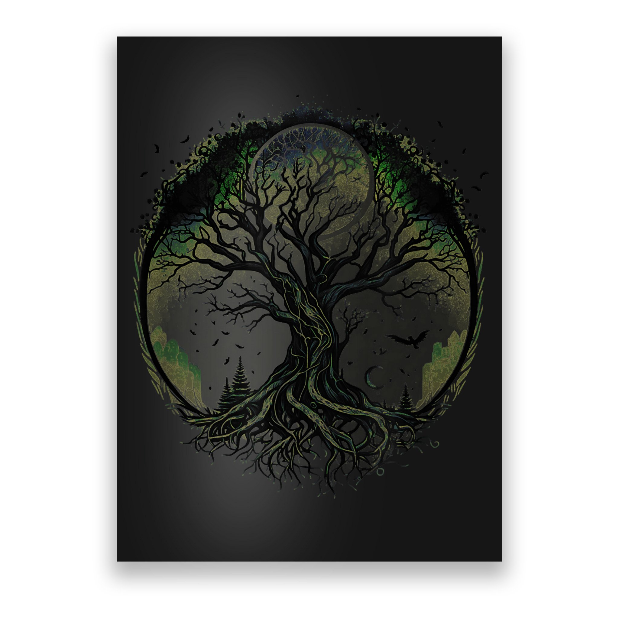 Tree Of Life Under The Moon Connection, Life, Magic, Mystery Poster