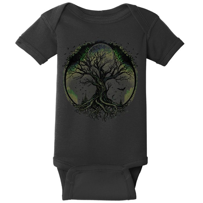 Tree Of Life Under The Moon Connection, Life, Magic, Mystery Baby Bodysuit
