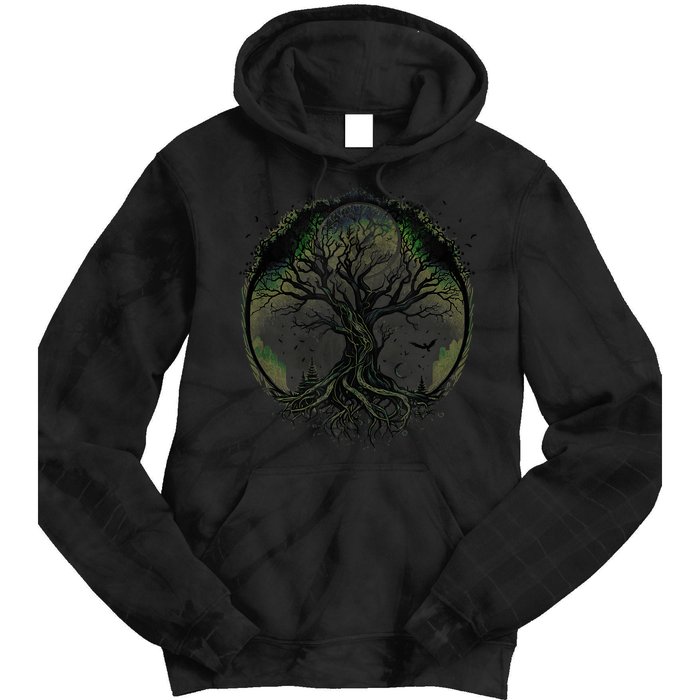 Tree Of Life Under The Moon Connection, Life, Magic, Mystery Tie Dye Hoodie