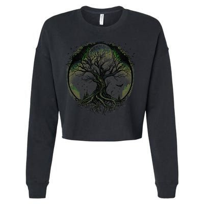 Tree Of Life Under The Moon Connection, Life, Magic, Mystery Cropped Pullover Crew