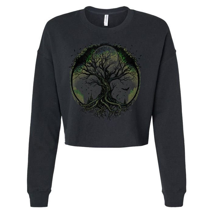 Tree Of Life Under The Moon Connection, Life, Magic, Mystery Cropped Pullover Crew