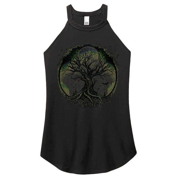 Tree Of Life Under The Moon Connection, Life, Magic, Mystery Women's Perfect Tri Rocker Tank