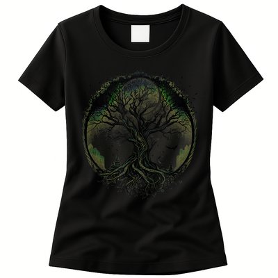 Tree Of Life Under The Moon Connection, Life, Magic, Mystery Womens T-Shirt