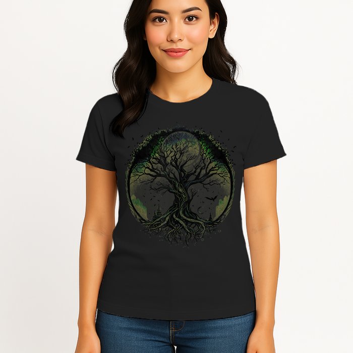 Tree Of Life Under The Moon Connection, Life, Magic, Mystery Womens T-Shirt