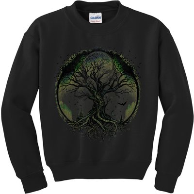 Tree Of Life Under The Moon Connection, Life, Magic, Mystery Kids Sweatshirt