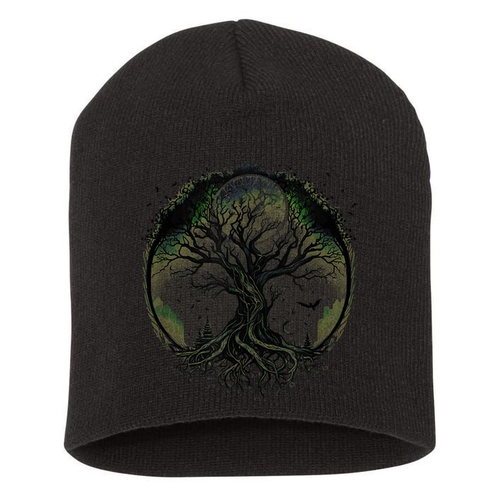 Tree Of Life Under The Moon Connection, Life, Magic, Mystery Short Acrylic Beanie