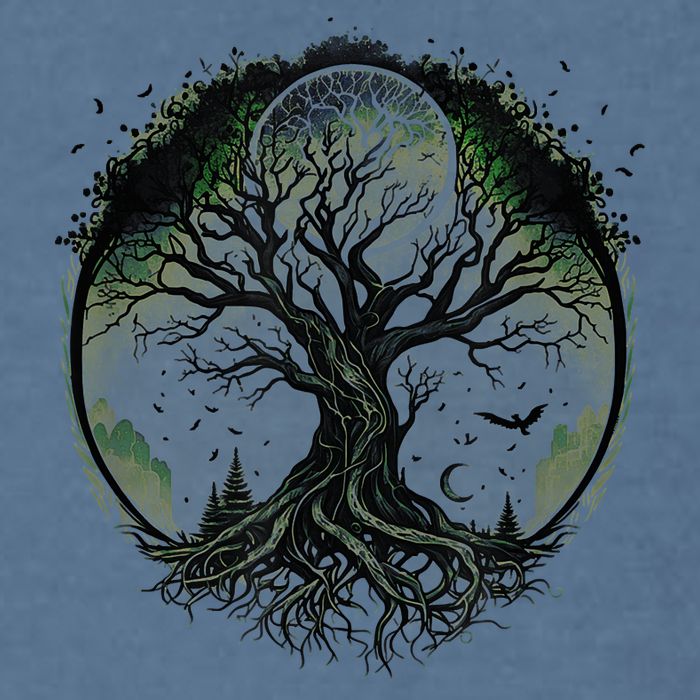 Tree Of Life Under The Moon Connection, Life, Magic, Mystery Garment-Dyed Sweatshirt
