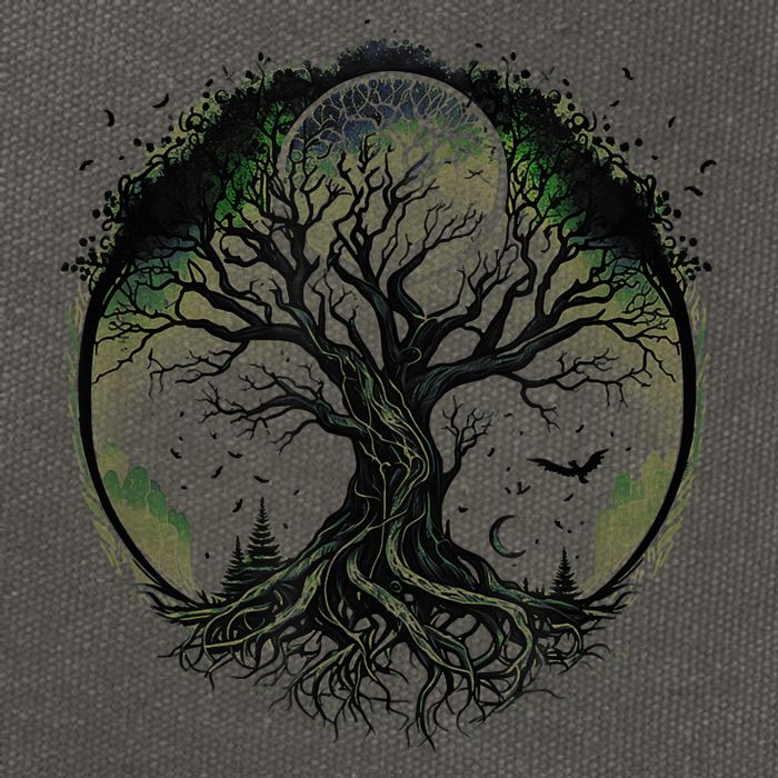 Tree Of Life Under The Moon Connection, Life, Magic, Mystery Cotton Canvas Backpack