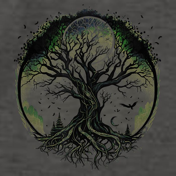 Tree Of Life Under The Moon Connection, Life, Magic, Mystery Vector Backpack