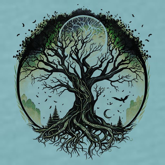 Tree Of Life Under The Moon Connection, Life, Magic, Mystery Sueded Cloud Jersey T-Shirt