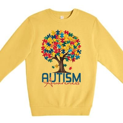 Tree Of Life Autism Awareness Month Funny Asd Supporter Gift Premium Crewneck Sweatshirt