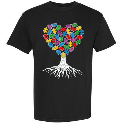 Tree Of Life Autism Awareness Puzzle Tree Funny Gift Garment-Dyed Heavyweight T-Shirt