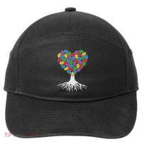 Tree Of Life Autism Awareness Puzzle Tree Funny Gift 7-Panel Snapback Hat