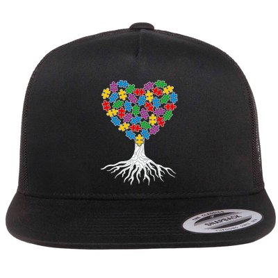 Tree Of Life Autism Awareness Puzzle Tree Funny Gift Flatbill Hat