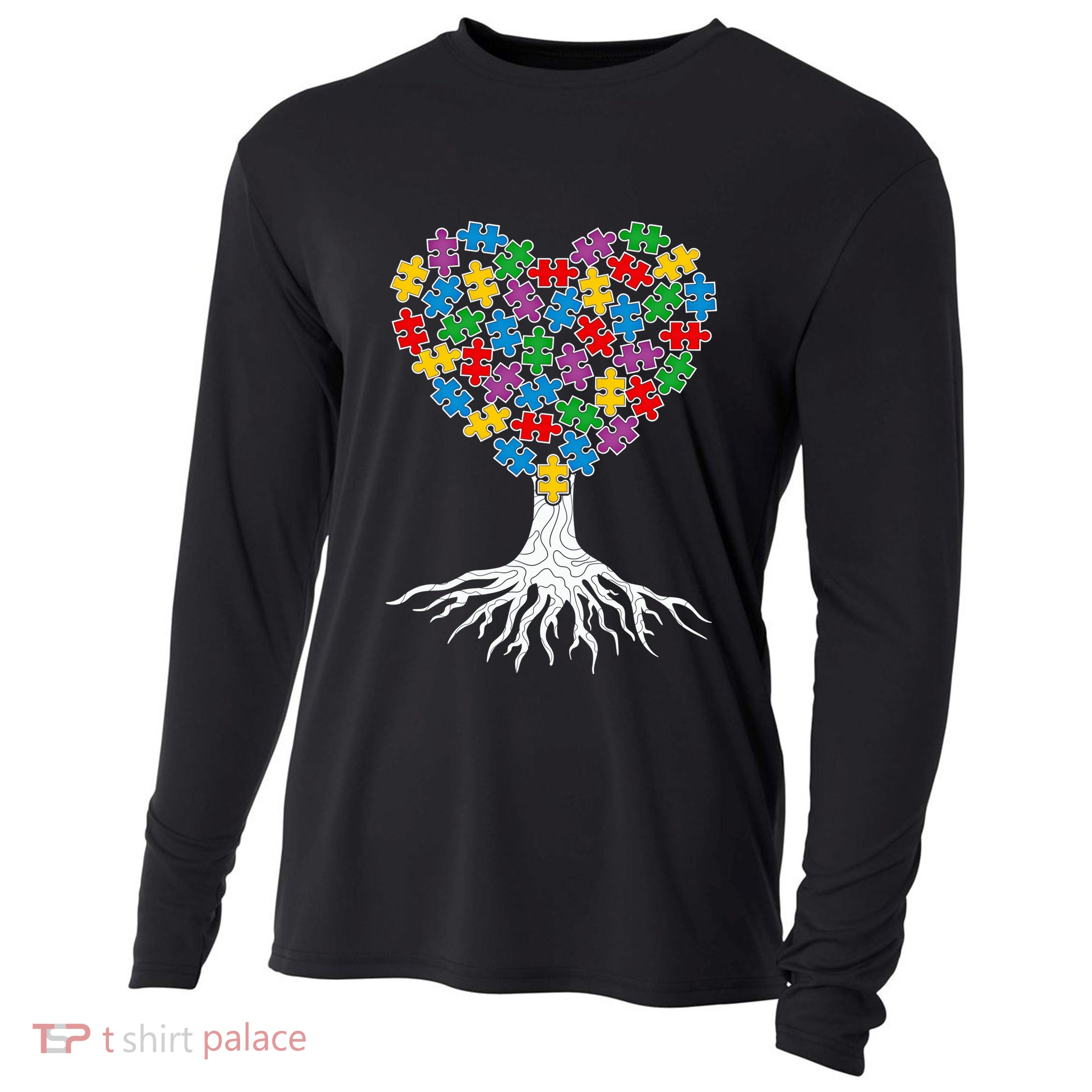 Tree Of Life Autism Awareness Puzzle Tree Funny Gift Cooling Performance Long Sleeve Crew