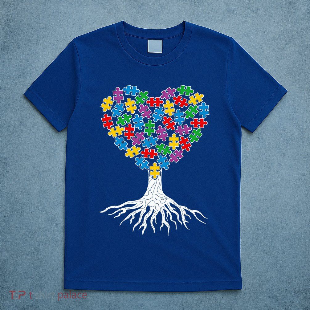 Tree Of Life Autism Awareness Puzzle Tree Funny Gift T-Shirt