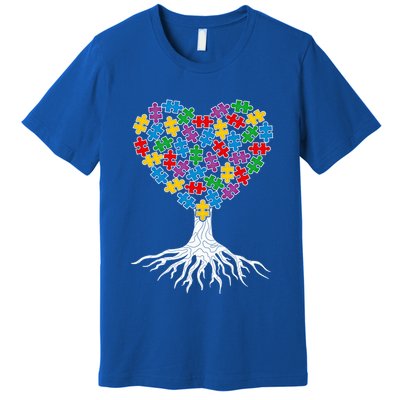 Tree Of Life Autism Awareness Puzzle Tree Funny Gift Premium T-Shirt