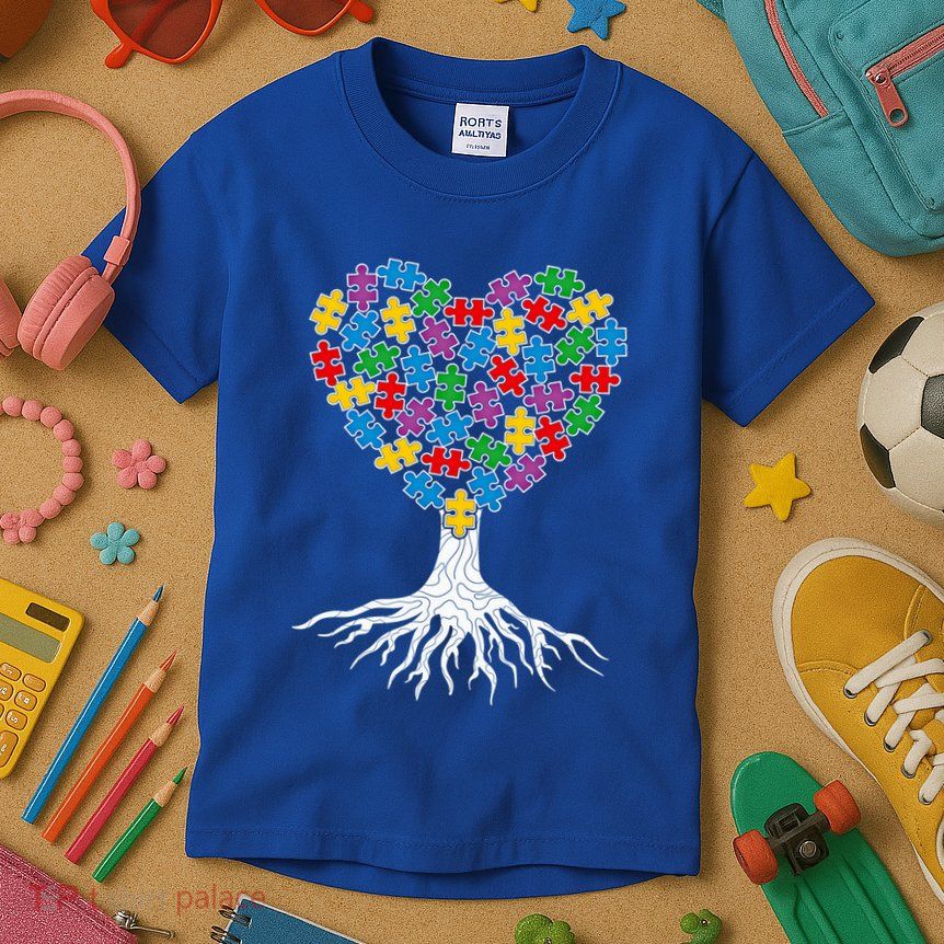 Tree Of Life Autism Awareness Puzzle Tree Funny Gift Kids T-Shirt