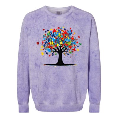 Tree Of Life Autism Awareness Day Autistic Gift Colorblast Crewneck Sweatshirt