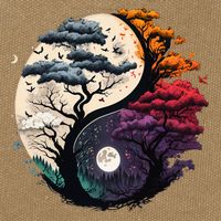 Tree Of Life Yin Yang Cotton Canvas Backpack