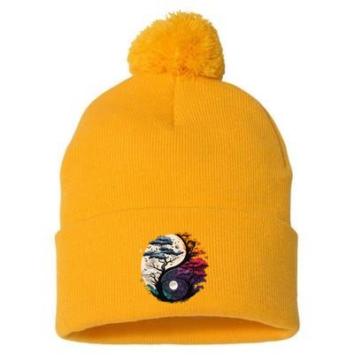 Tree Of Life Yin Yang Pom Pom 12in Knit Beanie