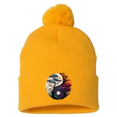 Tree Of Life Yin Yang Pom Pom 12in Knit Beanie