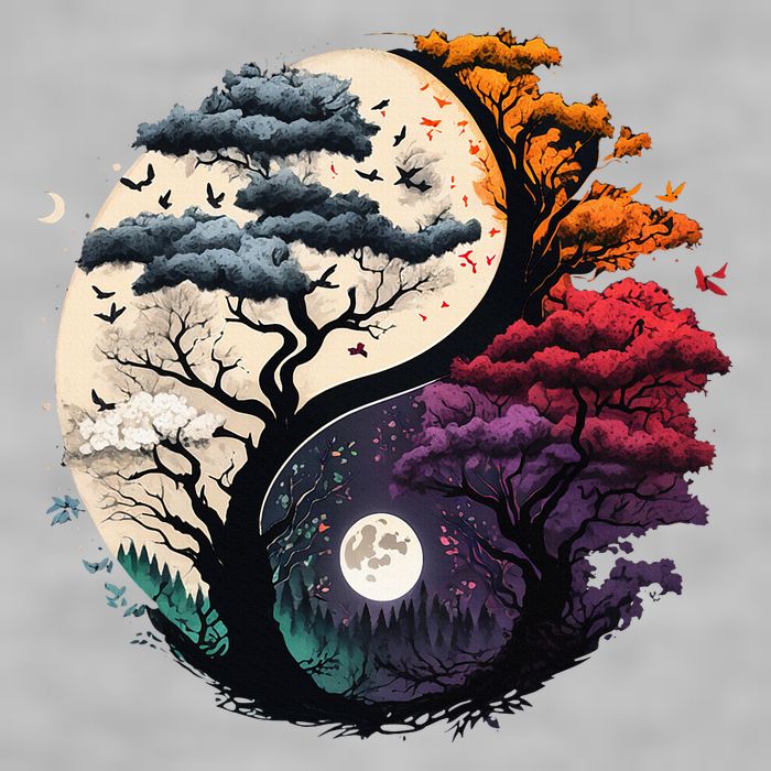 Tree Of Life Yin Yang Ladies PosiCharge Tri-Blend Wicking Tank