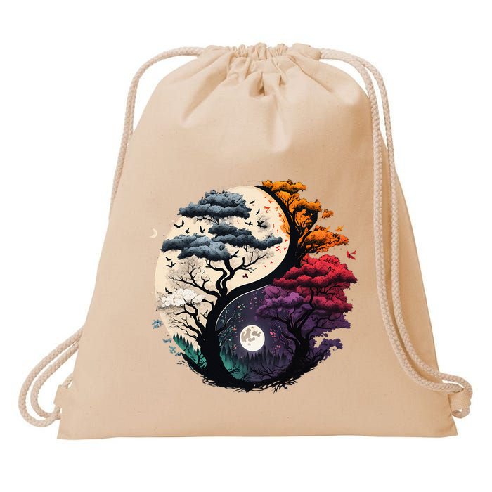 Tree Of Life Yin Yang Drawstring Bag
