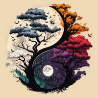 Tree Of Life Yin Yang Drawstring Bag