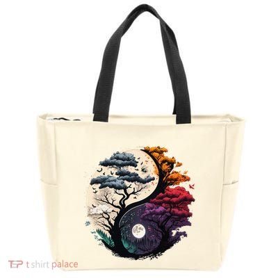 Tree Of Life Yin Yang Zip Tote Bag