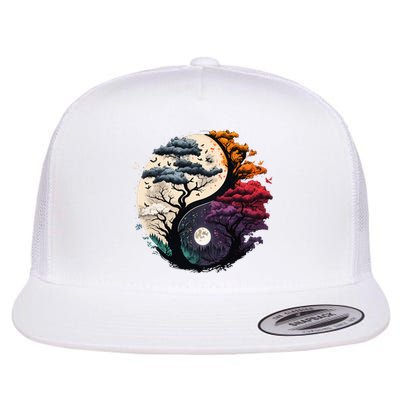 Tree Of Life Yin Yang Flat Bill Trucker Hat