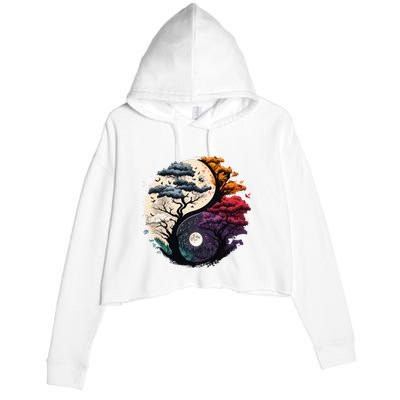 Tree Of Life Yin Yang Crop Fleece Hoodie