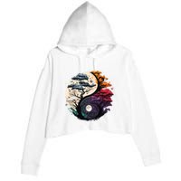 Tree Of Life Yin Yang Crop Fleece Hoodie