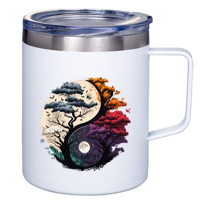 Tree Of Life Yin Yang 12oz Stainless Steel Coffee Mug