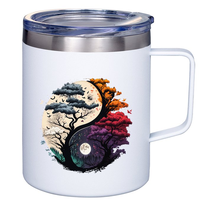 Tree Of Life Yin Yang 12oz Stainless Steel Coffee Mug