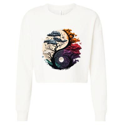 Tree Of Life Yin Yang Cropped Pullover Crew