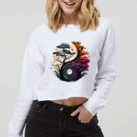 Tree Of Life Yin Yang Cropped Pullover Crew