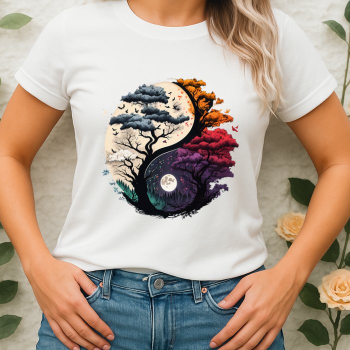 Tree Of Life Yin Yang Womens T-Shirt