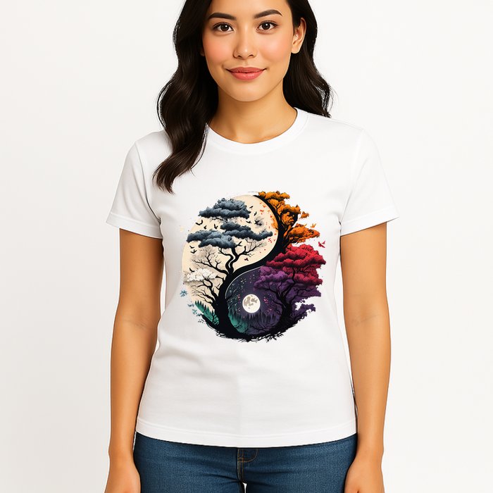 Tree Of Life Yin Yang Womens T-Shirt
