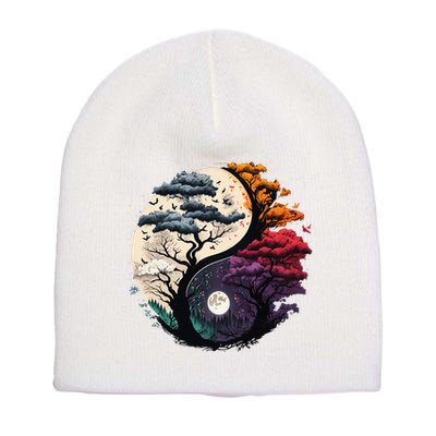 Tree Of Life Yin Yang Short Acrylic Beanie