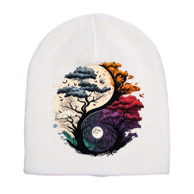 Tree Of Life Yin Yang Short Acrylic Beanie