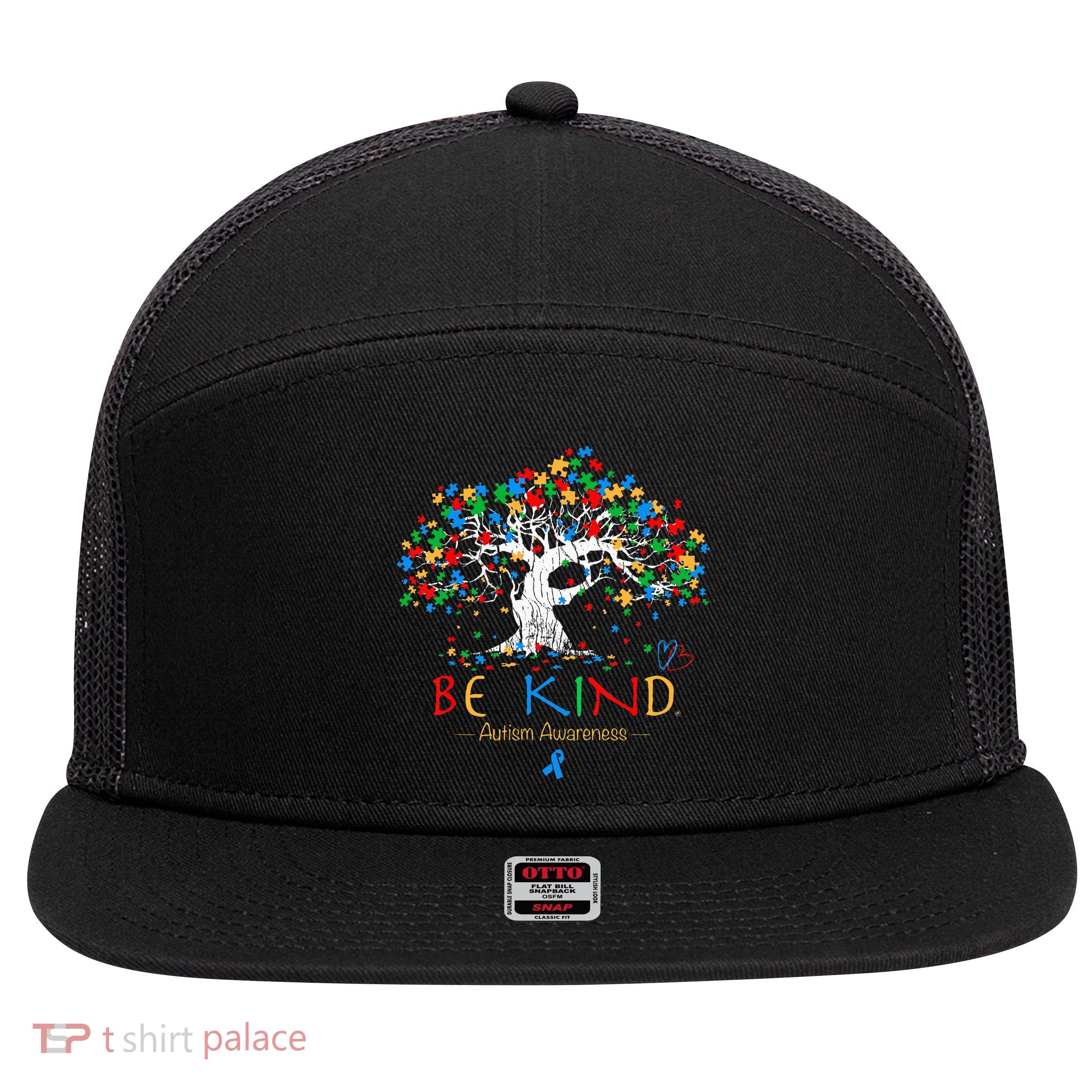 Tree Of Life Autism Awareness Month Puzzle ASD Supporter 7 Panel Mesh Trucker Snapback Hat